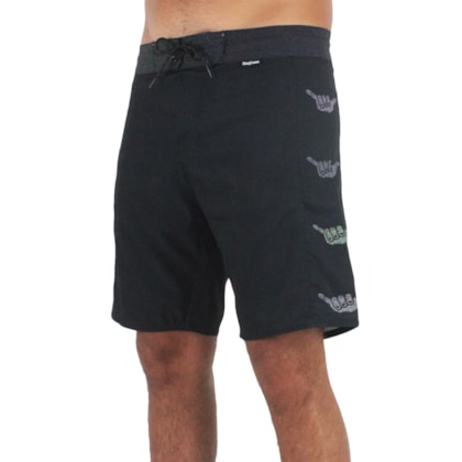 Bermuda Hang Loose Shaka 18 Preta Bermuda Hang Loose Shaka 18 Preta
