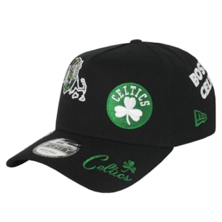 Boné New Era 9Forty A-Frame NBA All Over Boston Celtics Black Importado