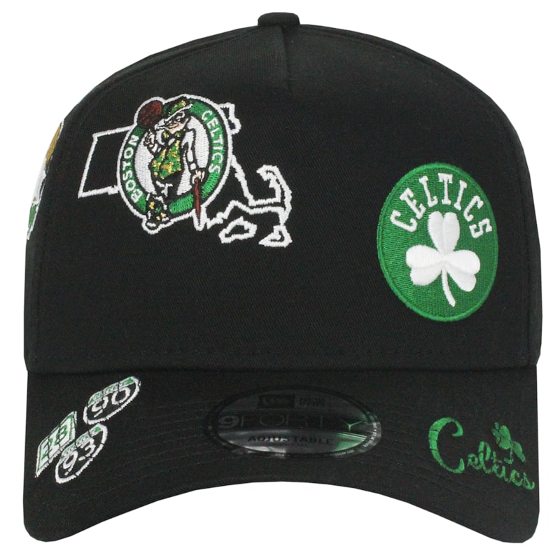 Boné New Era 9Forty A-Frame NBA All Over Boston Celtics Black Importado