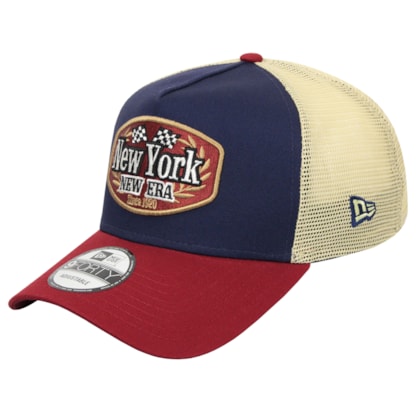 Boné New Era 9Forty A-Frame Trucker Snapback All Core Patch Navy Maroon Boné New Era 9Forty A-Frame Trucker Snapback All Core Patch Navy Maroon