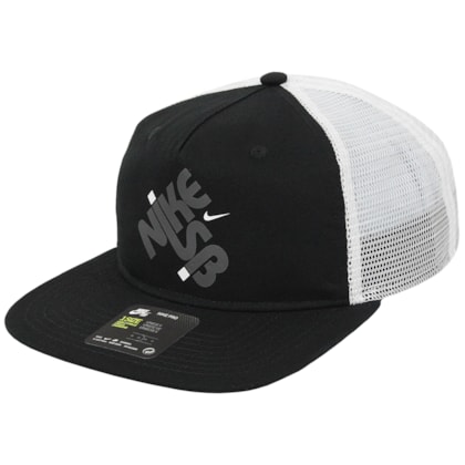 Boné Nike SB Pro Cap Trucker GFX Preto e Branco Boné Nike SB Pro Cap Trucker GFX Preto e Branco