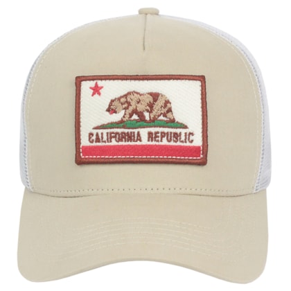 Boné Surf Alive Trucker California Republic Patch Bege