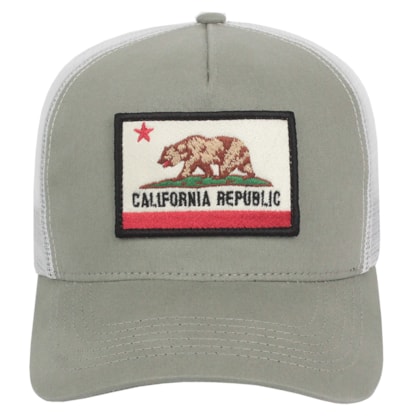 Boné Surf Alive Trucker California Republic Patch Cinza