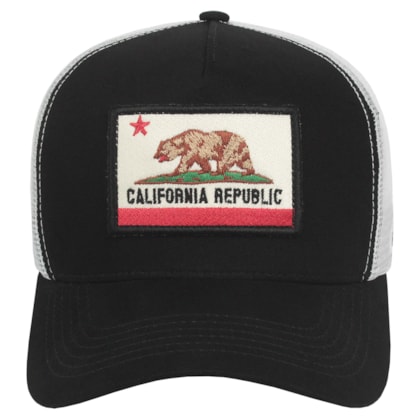 Boné Surf Alive Trucker California Republic Patch Preto