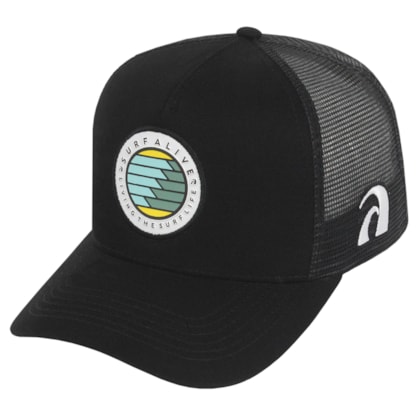 Boné Surf Alive Trucker Waves Preto