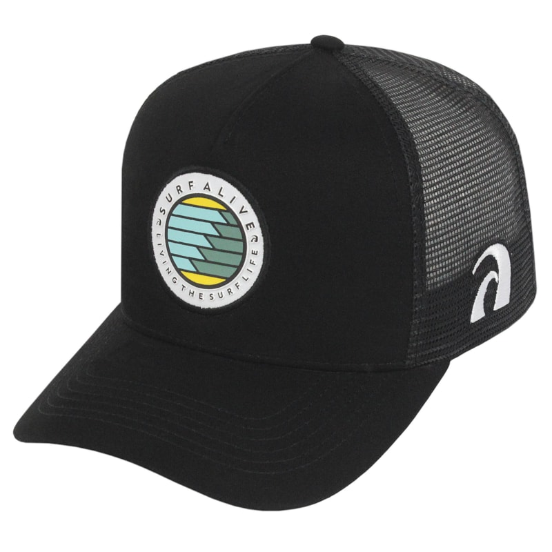 Boné Surf Alive Trucker Waves Preto
