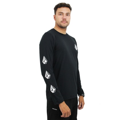 Camiseta de Lycra Volcom Iconic Stone Manga Longa Preta