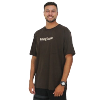 Camiseta Extra Grande Hang Loose Typo Marrom