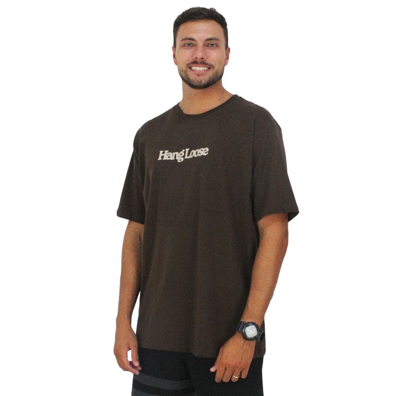 Camiseta Extra Grande Hang Loose Typo Marrom