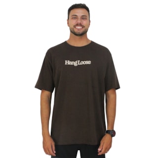 Camiseta Extra Grande Hang Loose Typo Marrom
