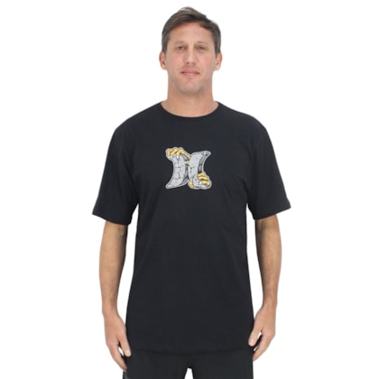 Camiseta Extra Grande Hurley Icon Monster Over Black