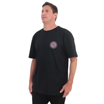 Camiseta Extra Grande Hurley Spiral Preto Camiseta Extra Grande Hurley Spiral Preto