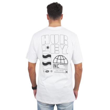 Camiseta Extra Grande Hurley Stamp Over White