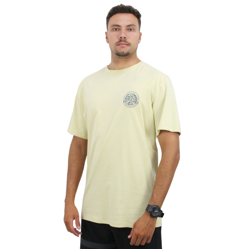 Camiseta Extra Grande Hurley Sticker Bege