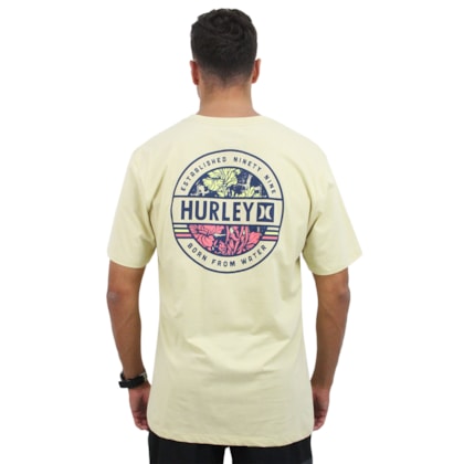 Camiseta Extra Grande Hurley Sticker Bege
