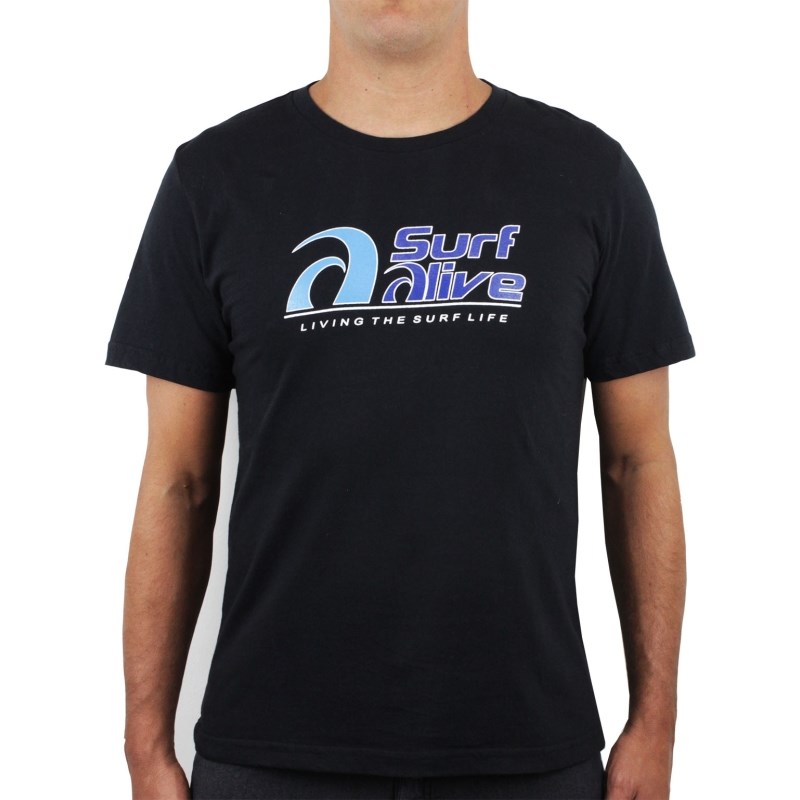 Camiseta Extra Grande Surf Alive Logo Preta