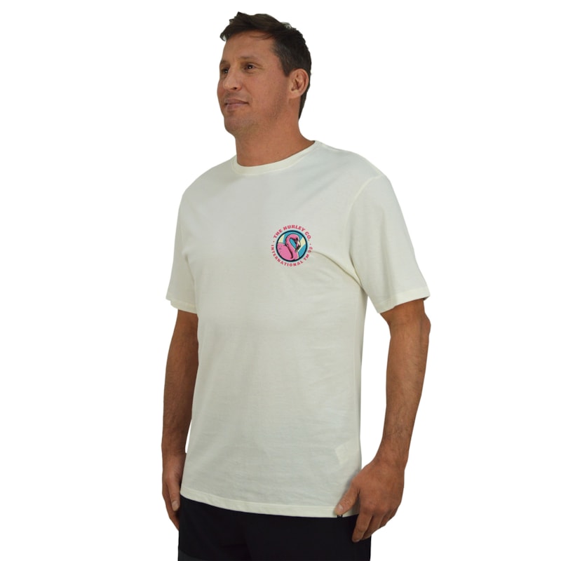 Camiseta Hurley Flamingo Off White
