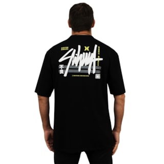 Camiseta Max Fit Hurley x Shibuya Signature Block Party Black