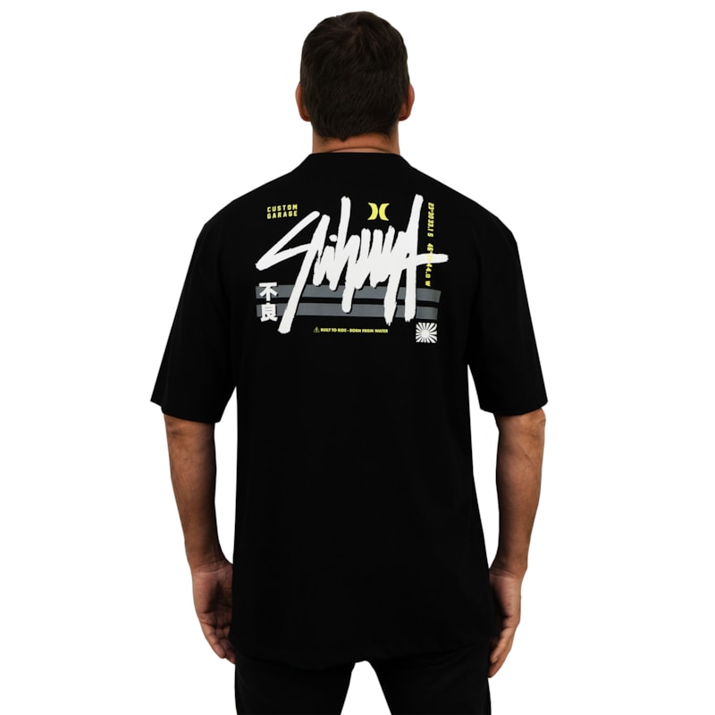 Camiseta Max Fit Hurley x Shibuya Signature Block Party Black