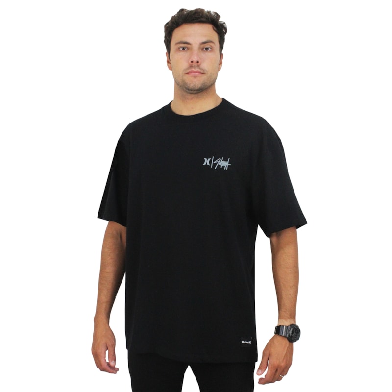 Camiseta Max Fit Hurley x Shibuya Signature Stripe Black