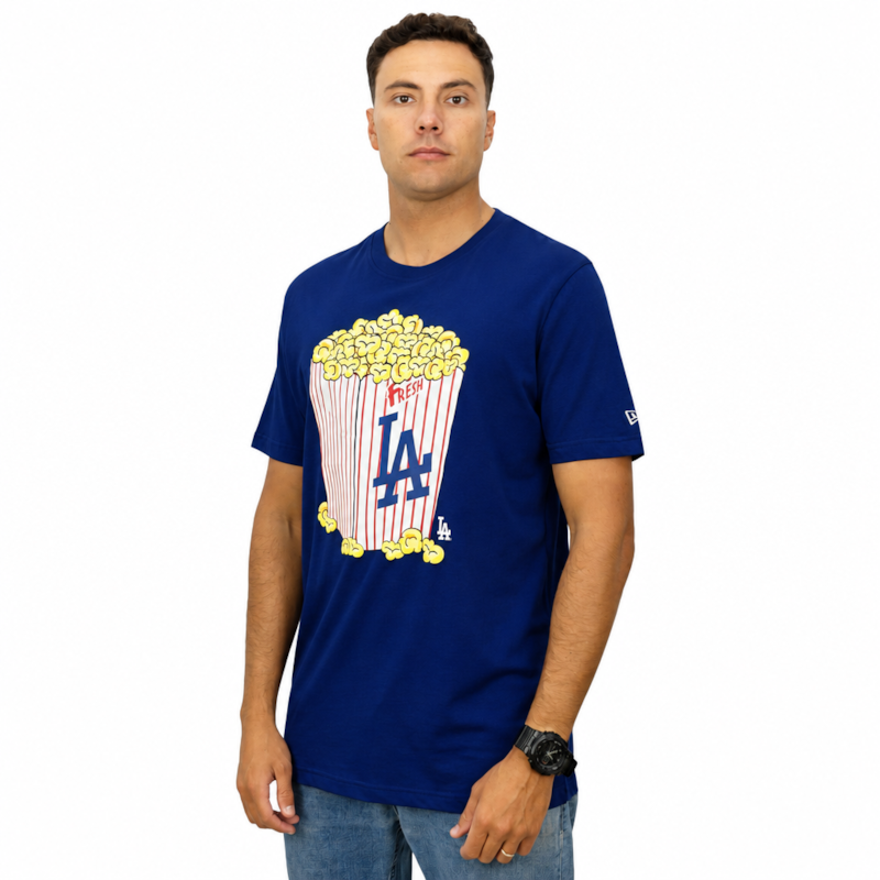 Camiseta New Era Los Angeles Dodgers Popcorn Azul Importada