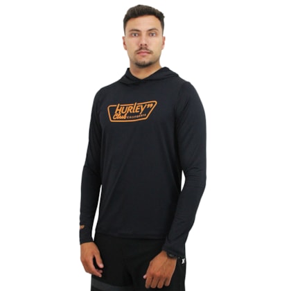Camiseta para Surf Hurley Tee Club com Capuz Preta