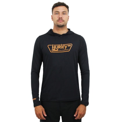 Camiseta para Surf Hurley Tee Club com Capuz Preta