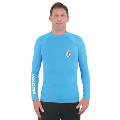 Camiseta para Surf Volcom Lido Solid Manga Longa Blue