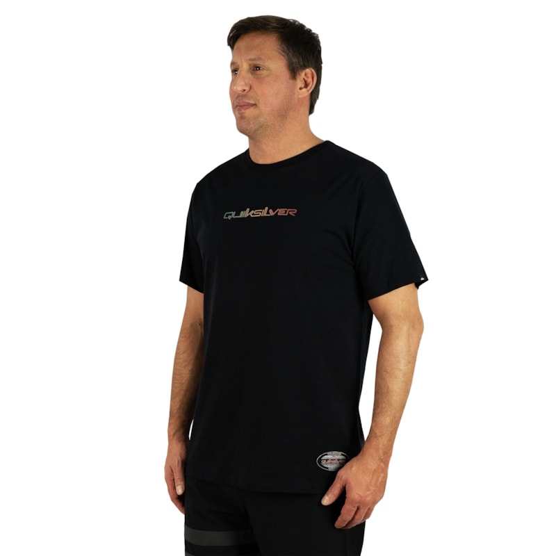 Camiseta Quiksilver Gradient Type New Wave Preta