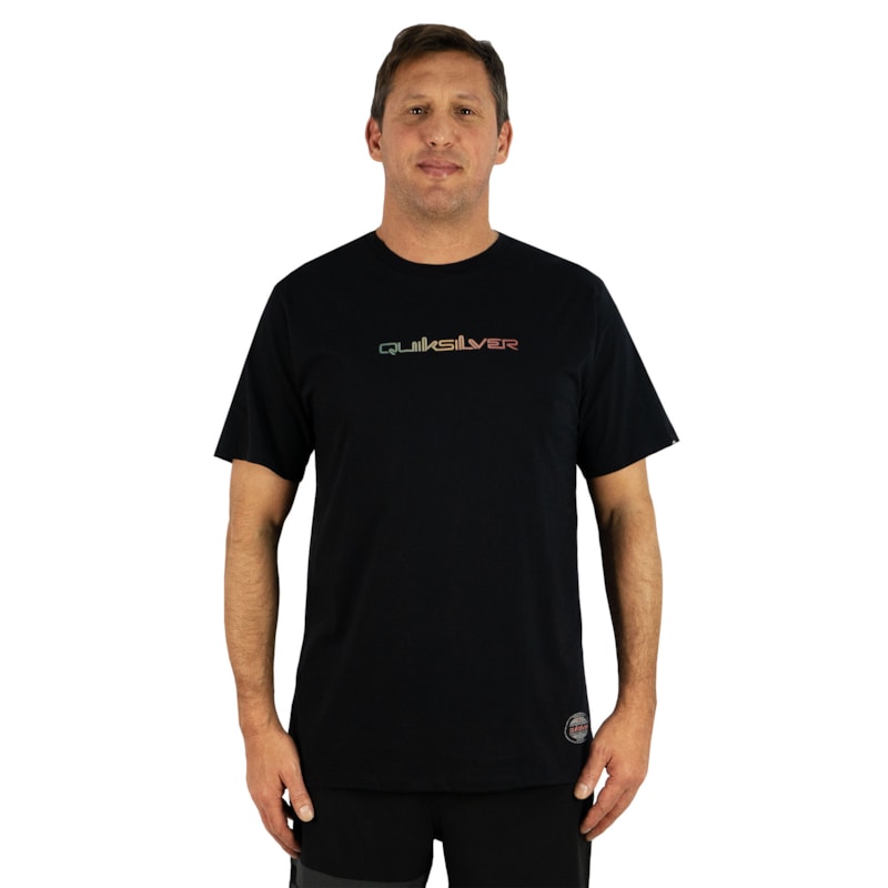 Camiseta Quiksilver Gradient Type New Wave Preta