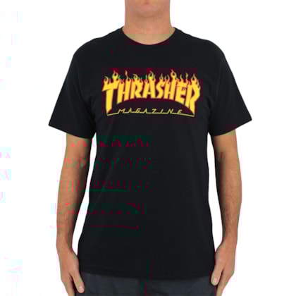 Camiseta Thrasher Flame Logo Preta Camiseta Thrasher Flame Logo Preta
