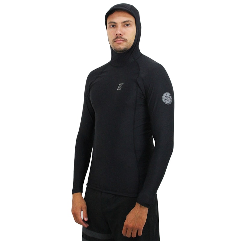 Camiseta UV Rip Curl Search com Capuz UPF 50+ Preta