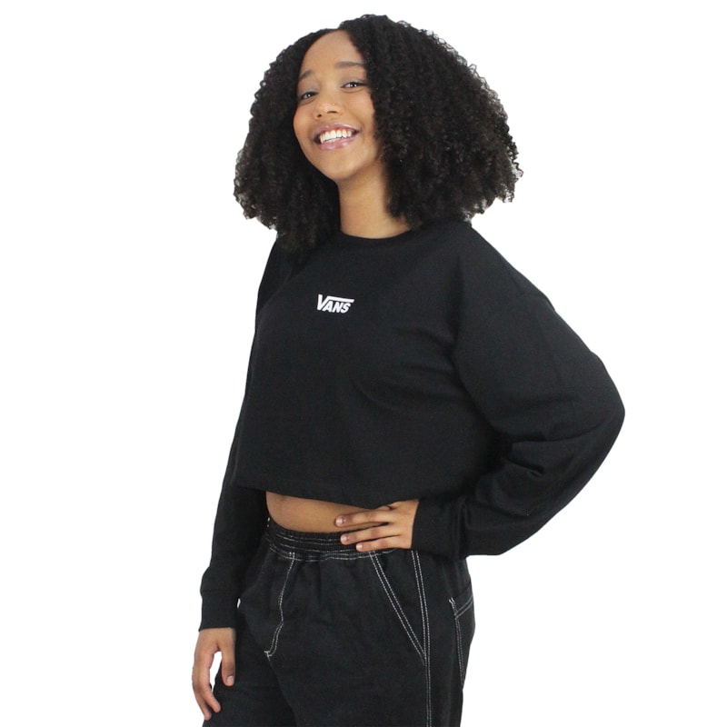 Camiseta Vans Flying V Crop Manga Longa Black