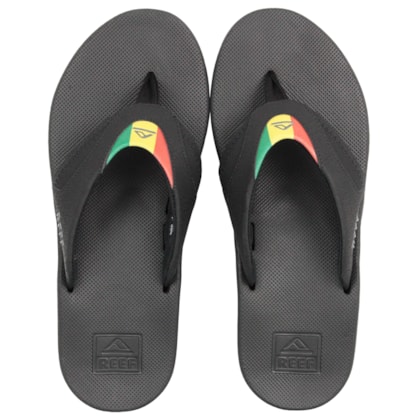 Chinelo Reef Mick Fanning Black Rasta Chinelo Reef Mick Fanning Black Rasta
