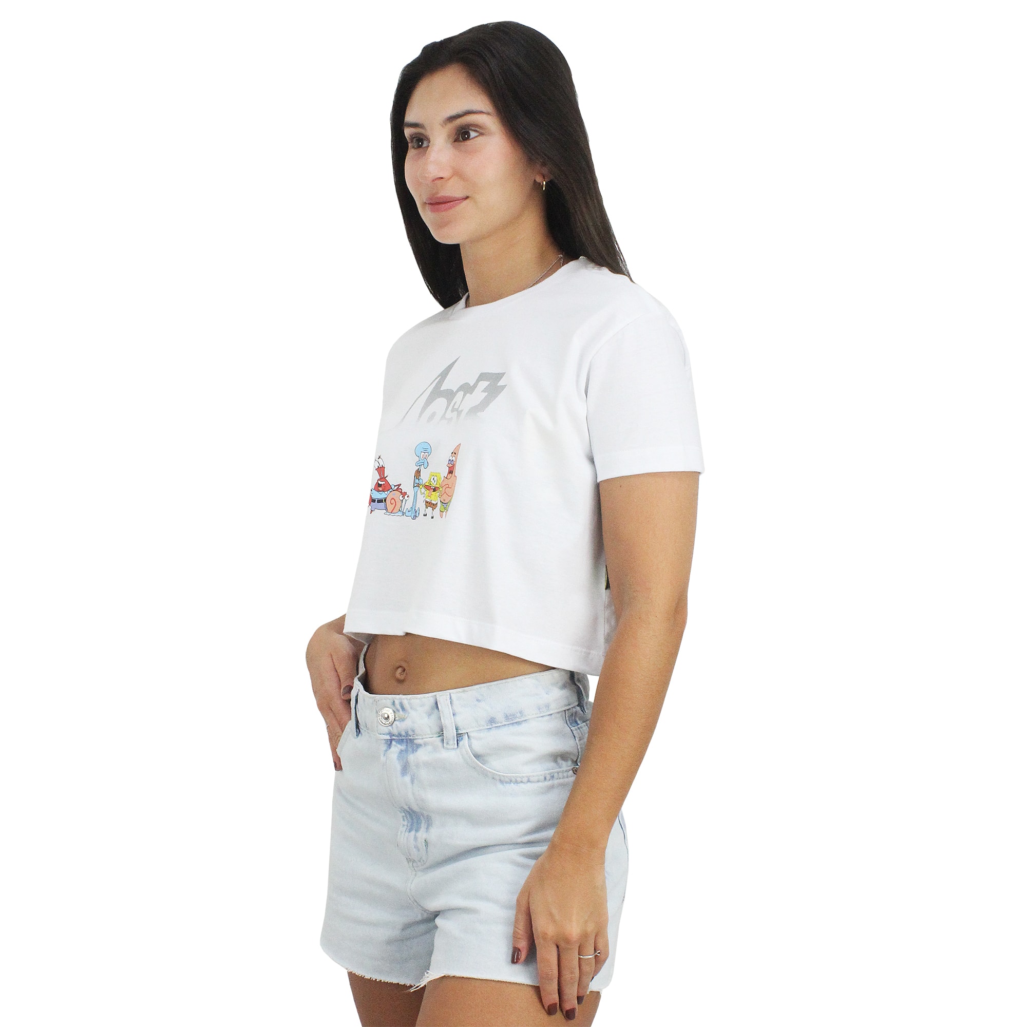 Cropped Lost x Bob Esponja Fun White