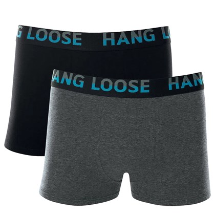 Cueca Boxer Hang Loose Cotton Kit com 2 Cinza Escuro e Preto