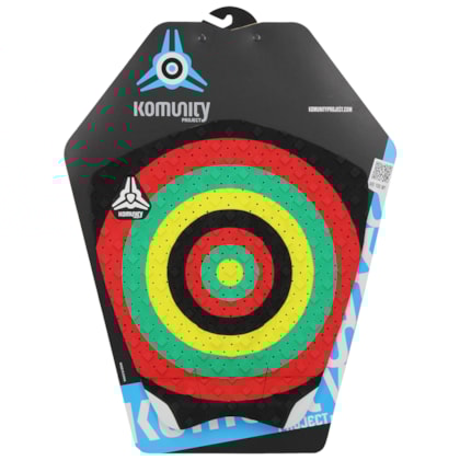 Deck para Prancha de Surf Komunity Project Bullseye 3 Piece Rasta Preto Deck para Prancha de Surf Komunity Project Bullseye 3 Piece Rasta Preto