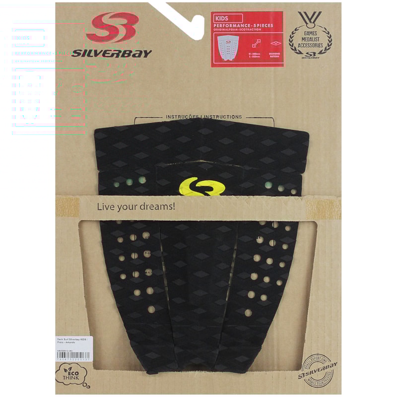 Deck para Prancha de Surf Silverbay KIDS Preto Amarelo