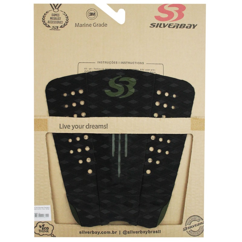 Deck para Prancha de Surf Silverbay Signature Miguel Pupo Preto Militar