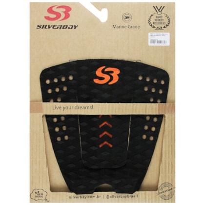 Deck para Prancha de Surf Silverbay Signature Mike Rodrigues Preto Laranja