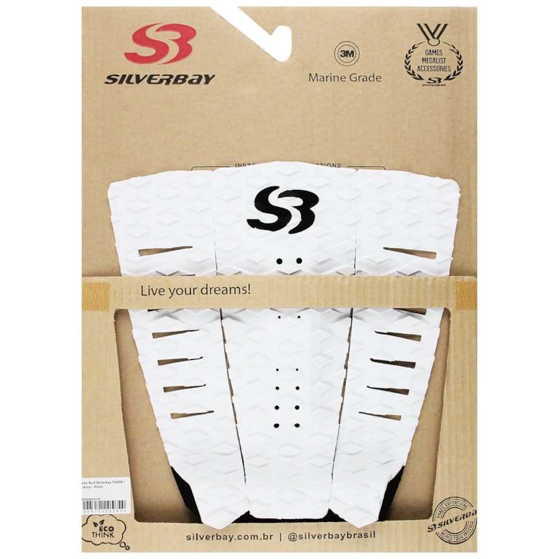 Deck para Prancha de Surf Silverbay Tiger Branco Preto