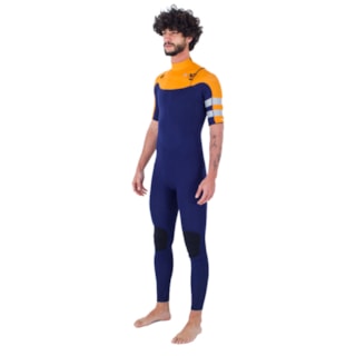 Long John Hurley Advant 2/2mm Manga Curta Chest Zip Navy Importado