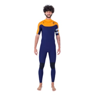 Long John Hurley Advant 2/2mm Manga Curta Chest Zip Navy Importado