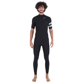 Long John Hurley Advantage 2/2mm Manga Curta Chest Zip Black Importado