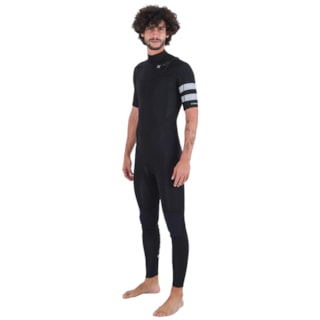 Long John Hurley Advantage 2/2mm Manga Curta Chest Zip Black Importado