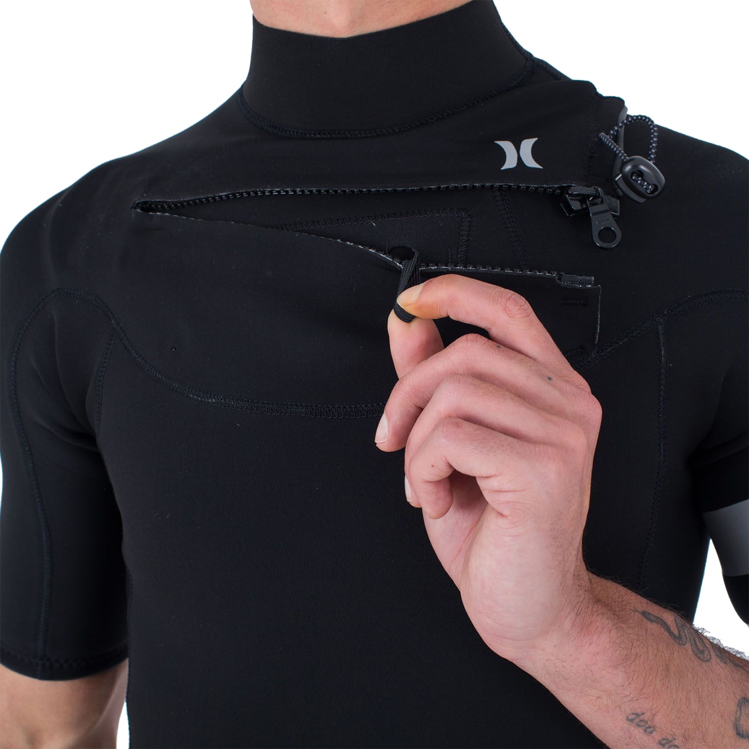 Long John Hurley Advantage Plus 2/2mm Manga Curta Chest Zip Black Grey