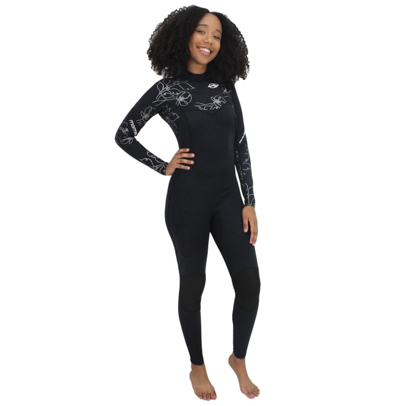Long John Mormaii Diva Pro Uv Suit 1mm Chest Zip Preto e Branco