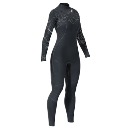 Long John Mormaii Diva Pro Uv Suit 1mm Chest Zip Preto e Branco