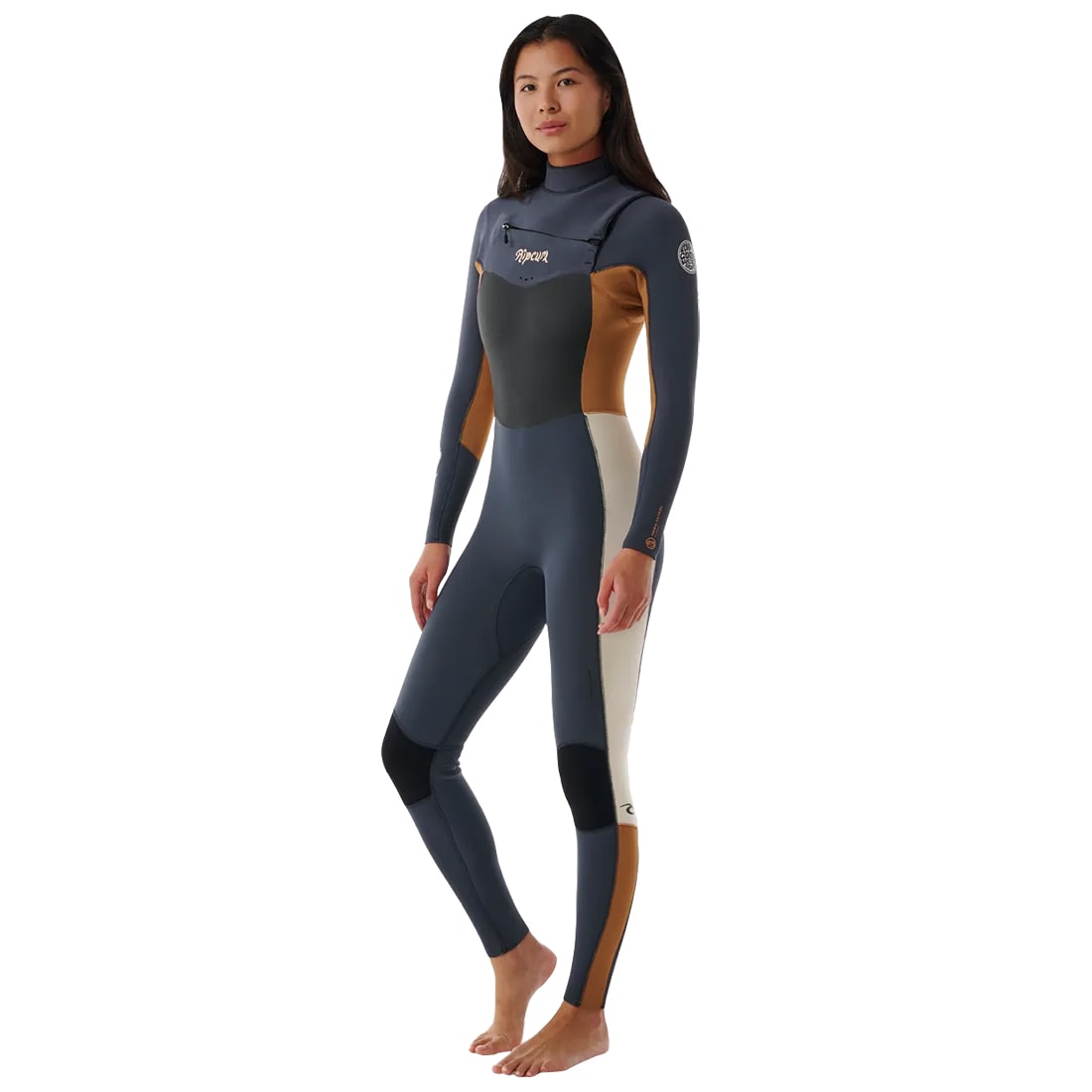 Long John Rip Curl Dawn Patrol 3/2 Chest Zip Light Brown