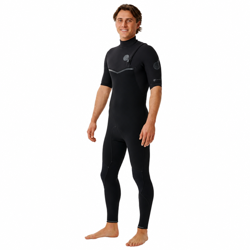 Long John Rip Curl E-Bomb 2/2mm Zip Free Manga Curta Black Grey Importado